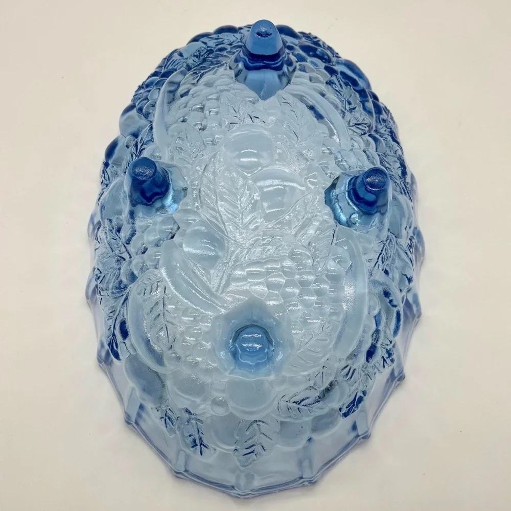 Indiana Glass “Garland” Footed Oval Bowl Riviera Blue - Picture 5 of 7